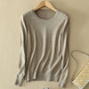 Winter Cashmere Jumper Slim Fit Plus Size Solid Color Round Neck for Women
