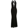 European And American Fashion Solid Color Deep V-neck Backless Sexy Hot Girl High Waist Hip Bag Dress