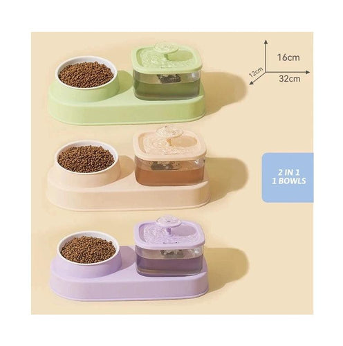 2-in-1 Cat Water Dispenser And Feeding Bowl