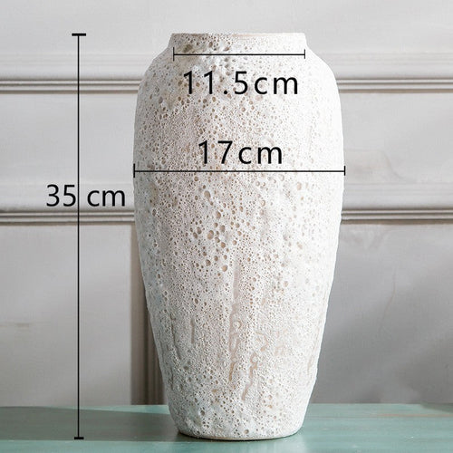 Living Room Flower Arrangement Ceramic Retro Pottery Pot Coarse Pottery Vase