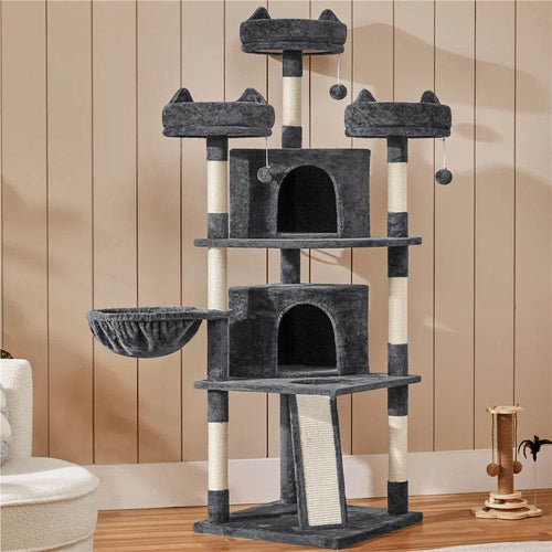 Renwick 69in Large Cat Tree Tower with Condos & Scratching Board - Dark Gray