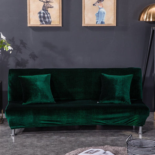 All-inclusive Silver Fox Velvet Armless Folding Sofa Bedspread