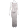 Halter Back Lace-up Bib Type Dress Women