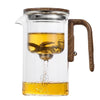 One Click Magnetic Teapot Separation Filtration Glass Tea Pot Wood Handle Tea Water Separation Inner Container Teapot