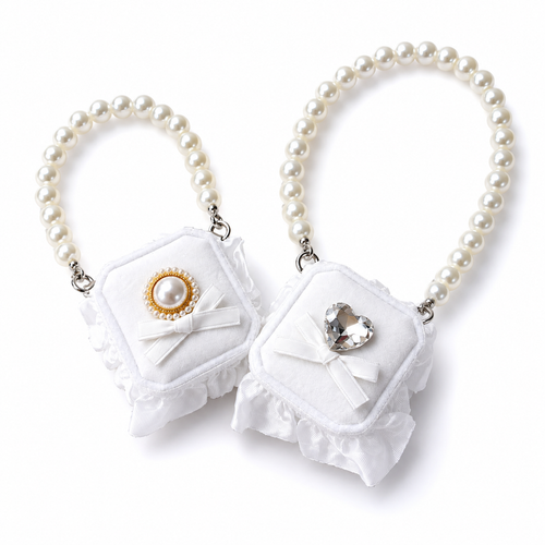 Pet Wedding Ring Bearer Box Pearl Necklace