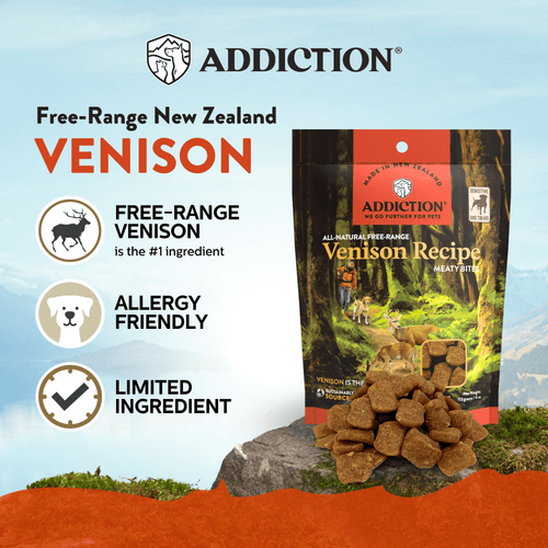 Addiction Viva La Venison Small Breed Dog Food & Meaty Bites Treats Bundle