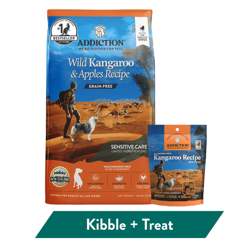 Addiction Wild Kangaroo Dry Dog Food & Meaty Bites Dog Treats Bundle