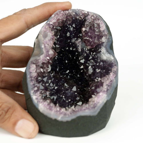 Amethyst Dark Purple Crystals Geode Natural Mineral Specimen  # B 4645