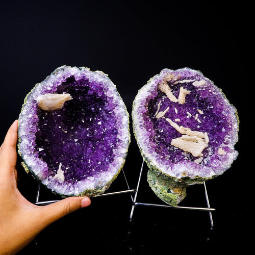 Amethyst Geode with Calcite Natural Mineral Specimen  # B 6740