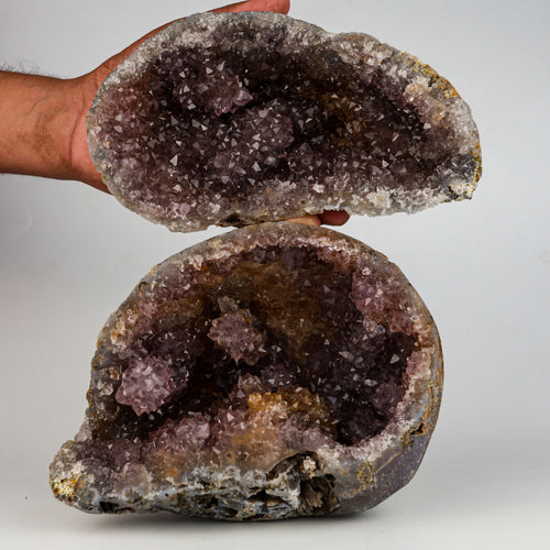 Amethyst Purple Crystals Geode (2 Halves ) Natural Mineral Specimen  # B 5004