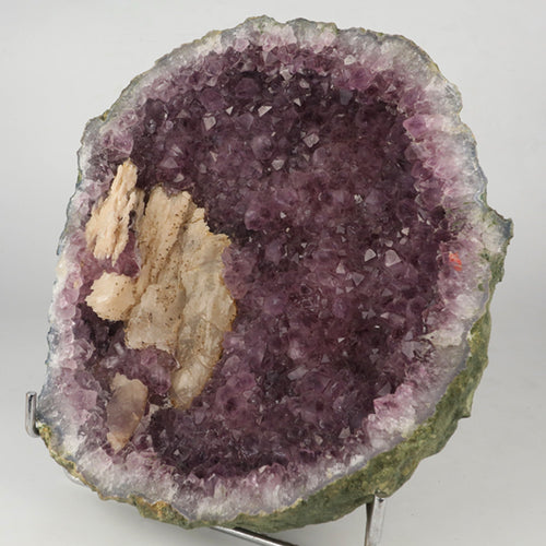 Amethyst Sparkling Crystals with Calcite Geode in two Halfs Natural Mineral Specimen # B 5801