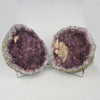 Amethyst Sparkling Crystals with Calcite Geode in two Halfs Natural Mineral Specimen # B 5801
