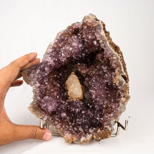 Amethyst Sparkling Crystals with Calcite Natural Mineral Specimen # B 5534