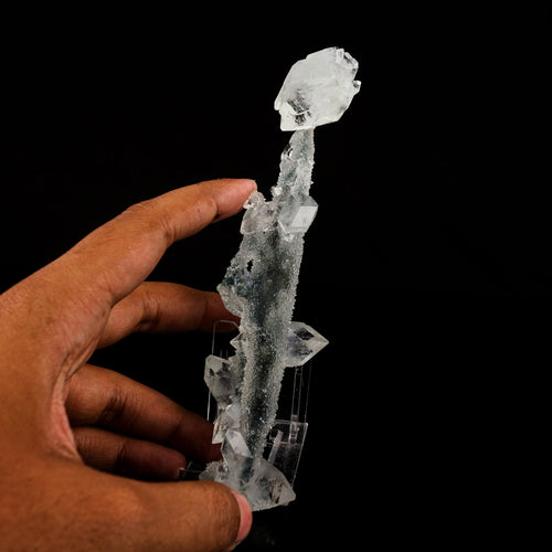 Apophyllite Crystals on Sparkling MM Quartz Stalactite Natural Mineral Specimen # B 6079
