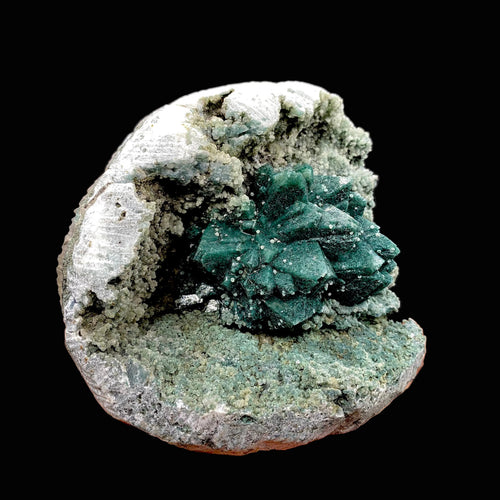 Brilliant Huge Marshy Green Apophyllite Flower with Celadonite & Chalcedony | Raw Indian Zeolite Mineral Specimen from Jalgaon DK131