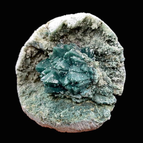 Brilliant Huge Marshy Green Apophyllite Flower with Celadonite & Chalcedony | Raw Indian Zeolite Mineral Specimen from Jalgaon DK131