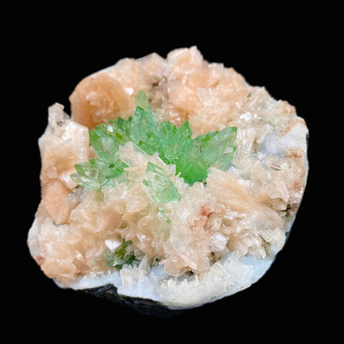 Top Collector Deep Green Apophyllite with Stilbite Cluster | Rare Indian Zeolite Mineral Specimen from Jalgaon DK82