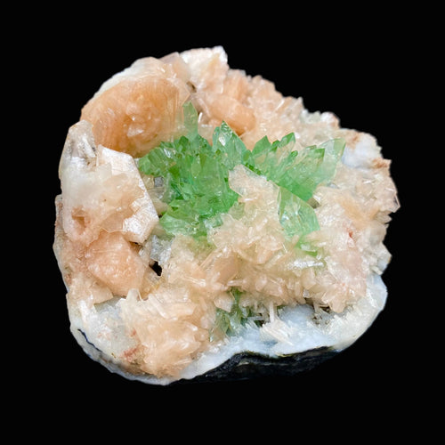 Top Collector Deep Green Apophyllite with Stilbite Cluster | Rare Indian Zeolite Mineral Specimen from Jalgaon DK82