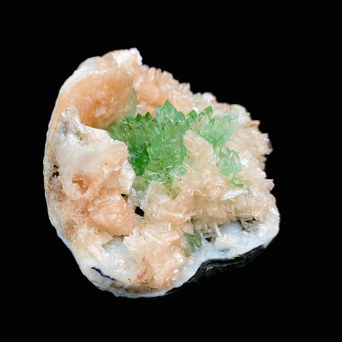 Top Collector Deep Green Apophyllite with Stilbite Cluster | Rare Indian Zeolite Mineral Specimen from Jalgaon DK82