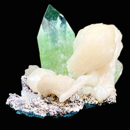 Gemmy Green Apophyllite with Stilbite in Chalcedony | Jalgaon India Rare Mineral Specimen DK85
