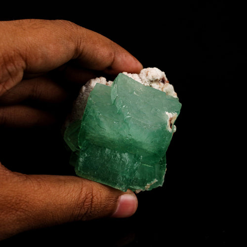 Apophyllite Green Cube on Chalcedony Natural Mineral Specimen # B 6388