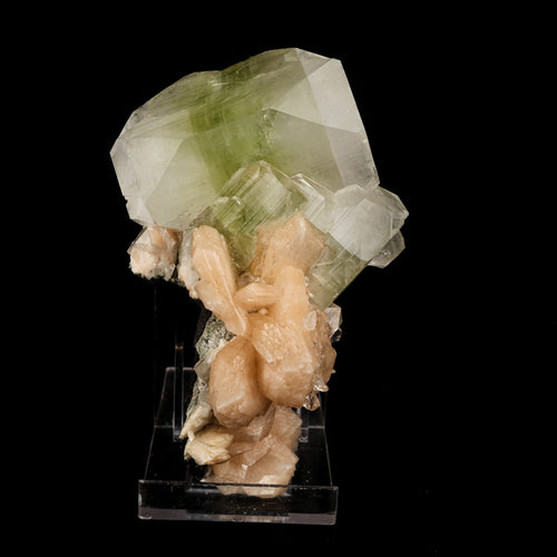 Apophyllite green cube with Stilbite Natural Mineral Specimen # B 5890