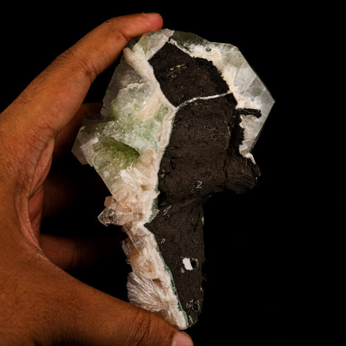 Apophyllite green cube with Stilbite Natural Mineral Specimen # B 5890