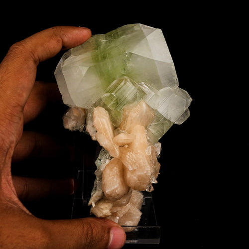 Apophyllite green cube with Stilbite Natural Mineral Specimen # B 5890