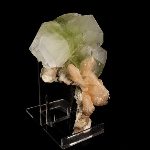 Apophyllite green cube with Stilbite Natural Mineral Specimen # B 5890