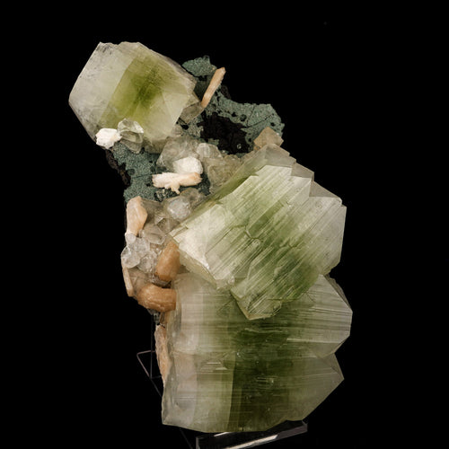 Apophyllite green cube with Stilbite Natural Mineral Specimen # B 5950