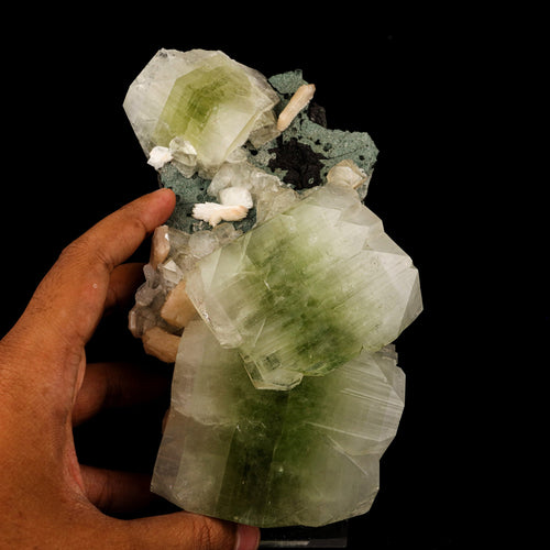 Apophyllite green cube with Stilbite Natural Mineral Specimen # B 5950