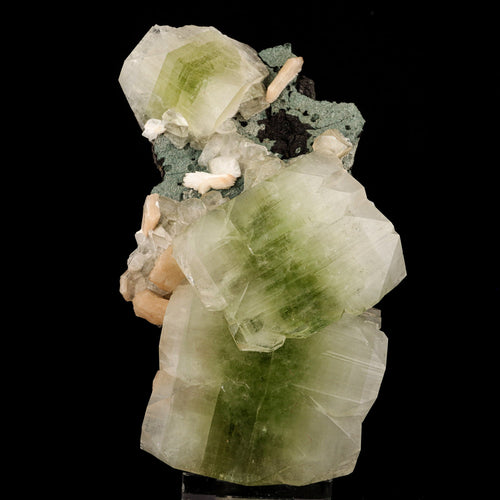 Apophyllite green cube with Stilbite Natural Mineral Specimen # B 5950