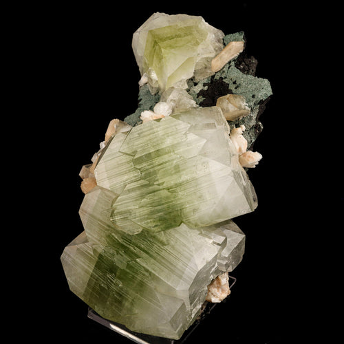 Apophyllite green cube with Stilbite Natural Mineral Specimen # B 5950