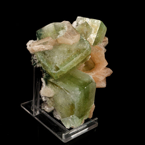 Apophyllite green cube with Stilbite Natural Mineral Specimen # B 6498