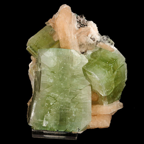 Apophyllite green cube with Stilbite Natural Mineral Specimen # B 6506