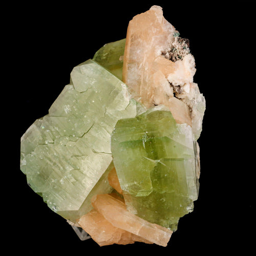 Apophyllite green cube with Stilbite Natural Mineral Specimen # B 6506