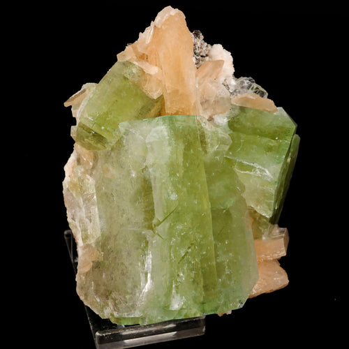 Apophyllite green cube with Stilbite Natural Mineral Specimen # B 6506