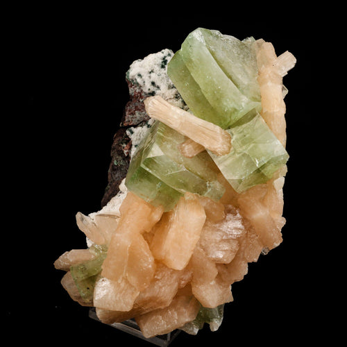 Apophyllite green cube with Stilbite Natural Mineral Specimen # B 6511