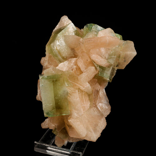 Apophyllite green cube with Stilbite Natural Mineral Specimen # B 6516