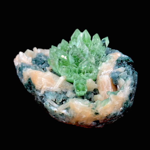 Apophyllite Green Flower on Chalcedony Natural Mineral Specimen # DK180