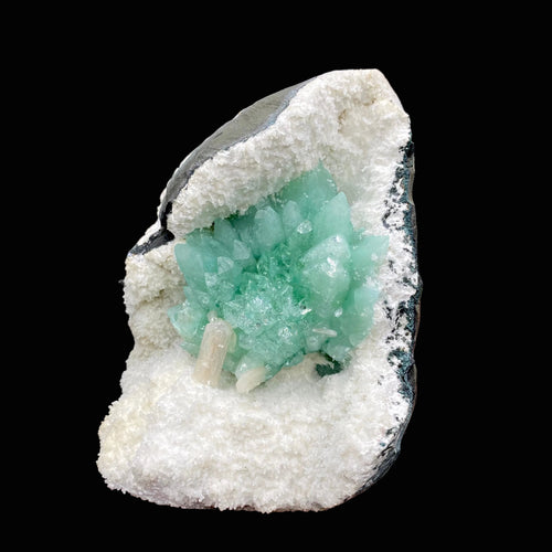 Huge Deep Green Apophyllite Flower on Snow-White Mordenite Matrix | Rare Indian Mineral Specimen DK145.