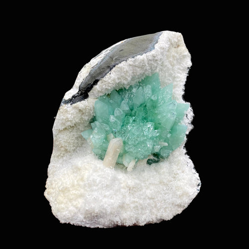 Huge Deep Green Apophyllite Flower on Snow-White Mordenite Matrix | Rare Indian Mineral Specimen DK145.