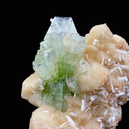 Stunning Huge Deep Green Apophyllite Flower on Snow-White Stilbite Matrix | Large Indian Zeolite Mineral Specimen DK104