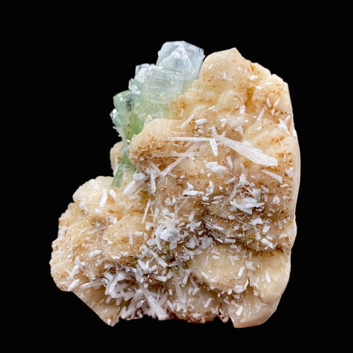 Stunning Huge Deep Green Apophyllite Flower on Snow-White Stilbite Matrix | Large Indian Zeolite Mineral Specimen DK104