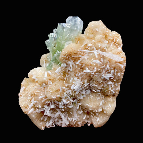 Stunning Huge Deep Green Apophyllite Flower on Snow-White Stilbite Matrix | Large Indian Zeolite Mineral Specimen DK104
