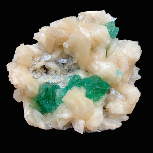 Dark Deep Green Apophyllite with Stilbite Crystal Cluster | Jalgaon India Natural Mineral Specimen DK147