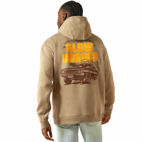 Ariat Mens Sendero Slow Horses Graphic Hoodie – Relaxed Fit Brushed Fleece Pullover