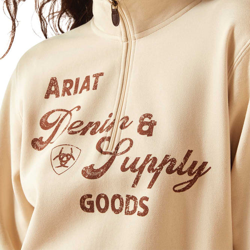 Ariat Womens Denim & Supply 1/2 Zip Sweatshirt – Midweight Fleece Casual Pullover