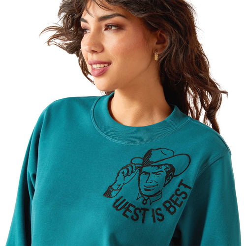 Ariat Womens Essential Sendero West is Best Graphic Sweatshirt – Cozy Western Fleece Crewneck