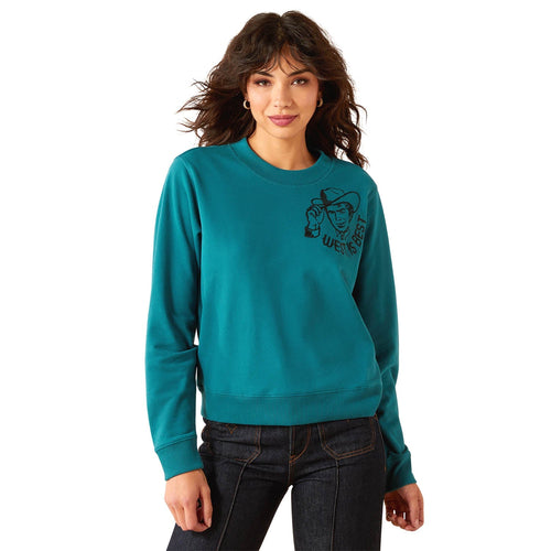 Ariat Womens Essential Sendero West is Best Graphic Sweatshirt – Cozy Western Fleece Crewneck
